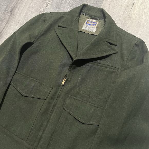 VTG 50s Ranger Gabcords Whipcord Park Service Green Gravenette Ricky Jacket S - Picture 3 of 7